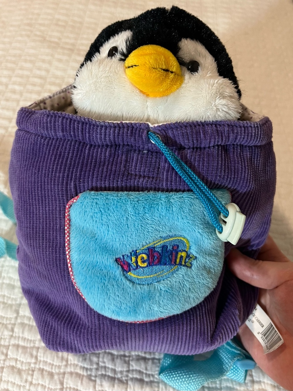 Penguin Webkinz with pocket carrier